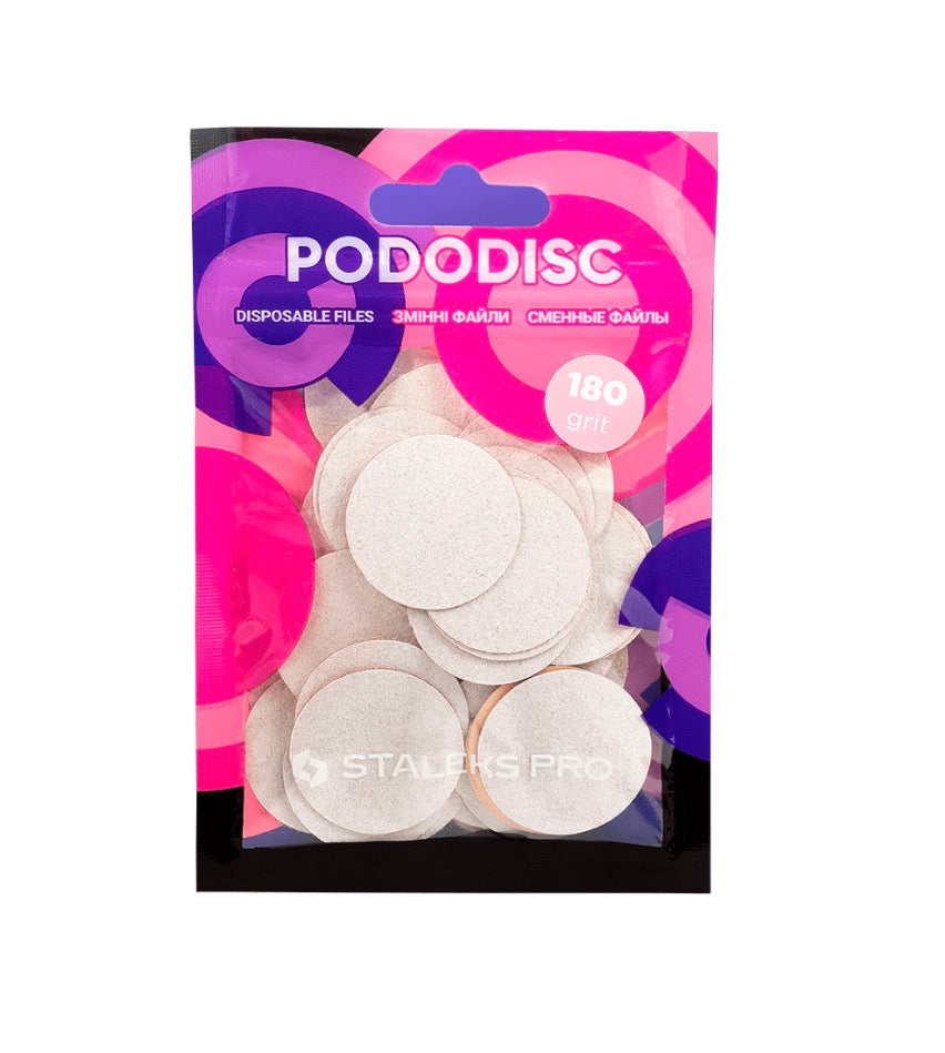 STALEKS Pro Pododisc L Disposable Abrasive Discs, 180 Grit, Ø25 mm, White, 50 pcs
