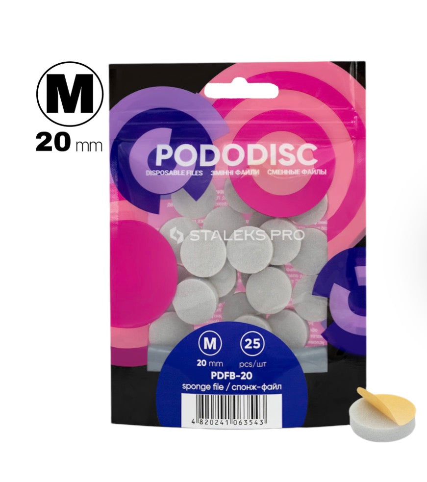 STALEKS Pro Pododisc Pro M Sponge Buffer Refills, Ø20 mm, 25 pcs
