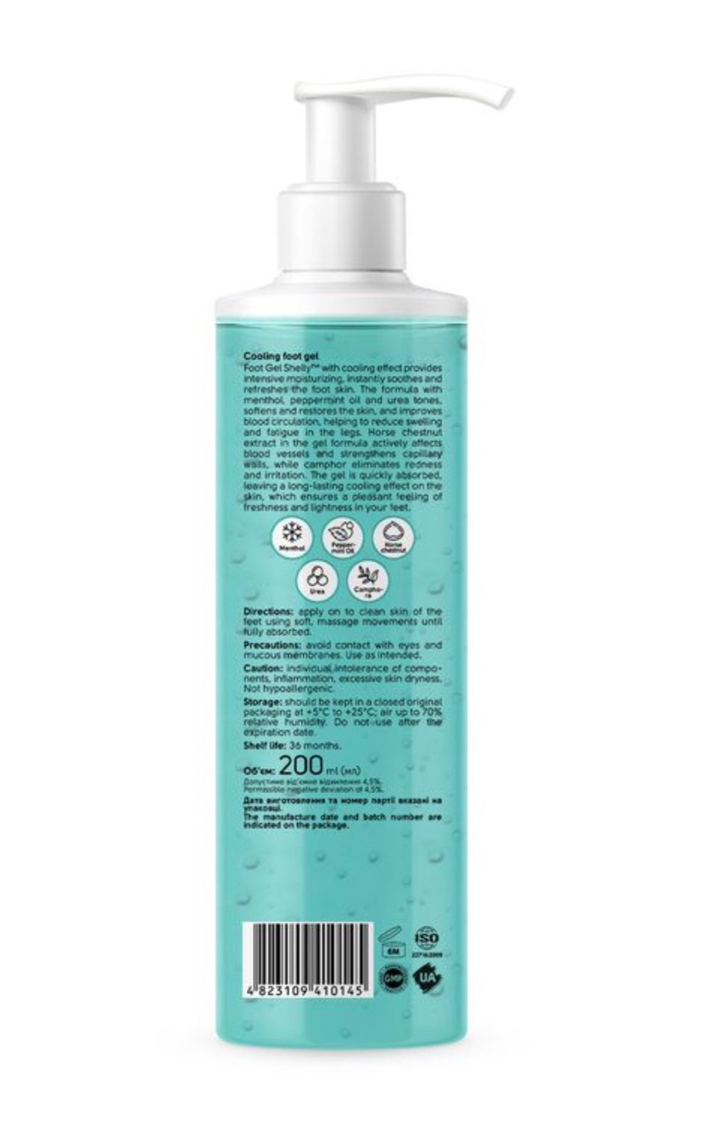 SHELLY. Cooling foot gel with menthol and peppermint oil, 200 ml.