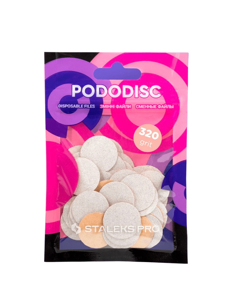 STALEKS Pro Pododisc Pro M Disposable Abrasive Discs, 320 Grit, Ø20 mm, White, 50 pcs