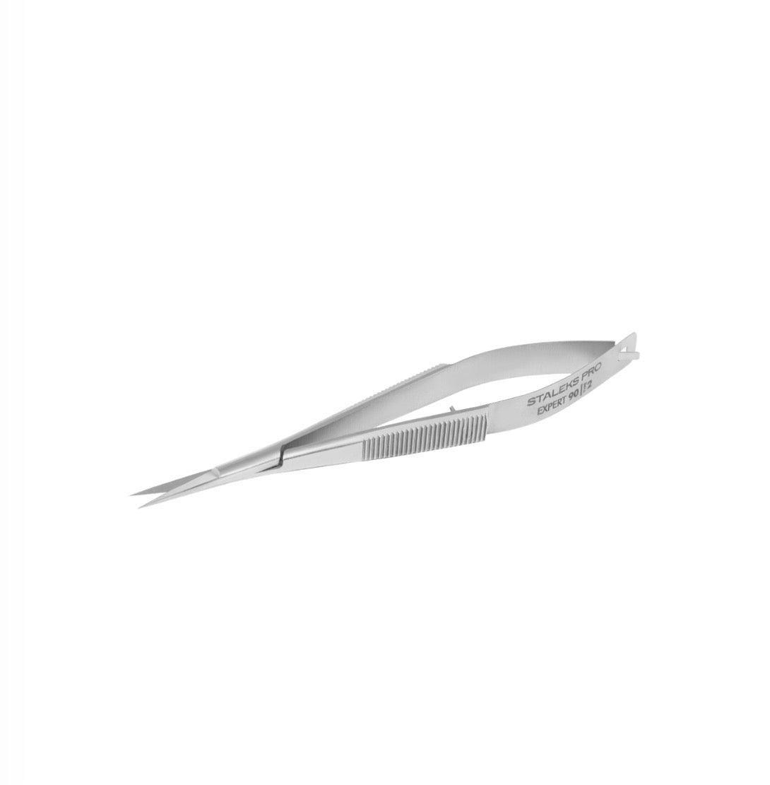 STALEKS Micro Scissors, 15 mm, Tweezers (Micro Scissors) for Eyebrow Shaping, EXPERT 90 TYPE 2
