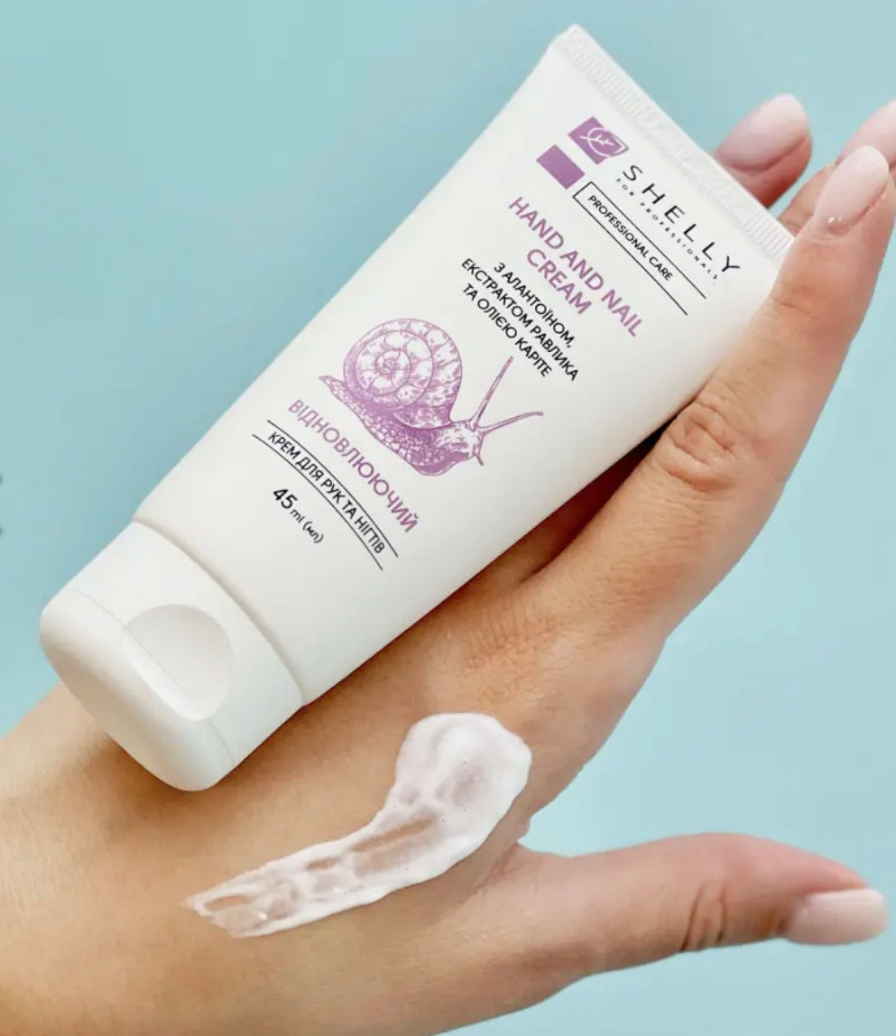 Shelly Restorative Hand and Nail Cream with Allantoin, Snail Extract & Shea Butter, 45 ml