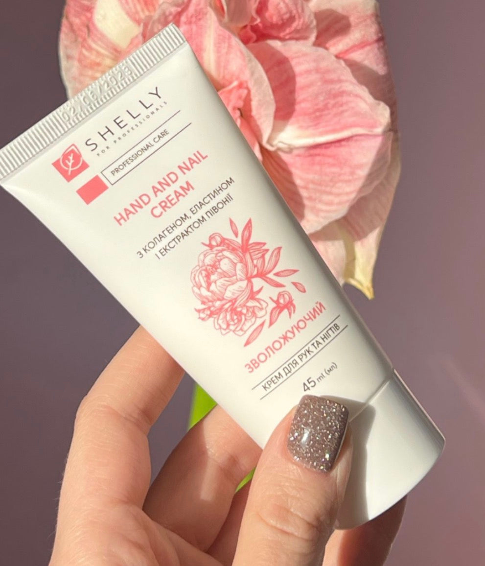 Shelly Hand and Nail Cream with Collagen, Elastin & Peony Extract, 45 ml