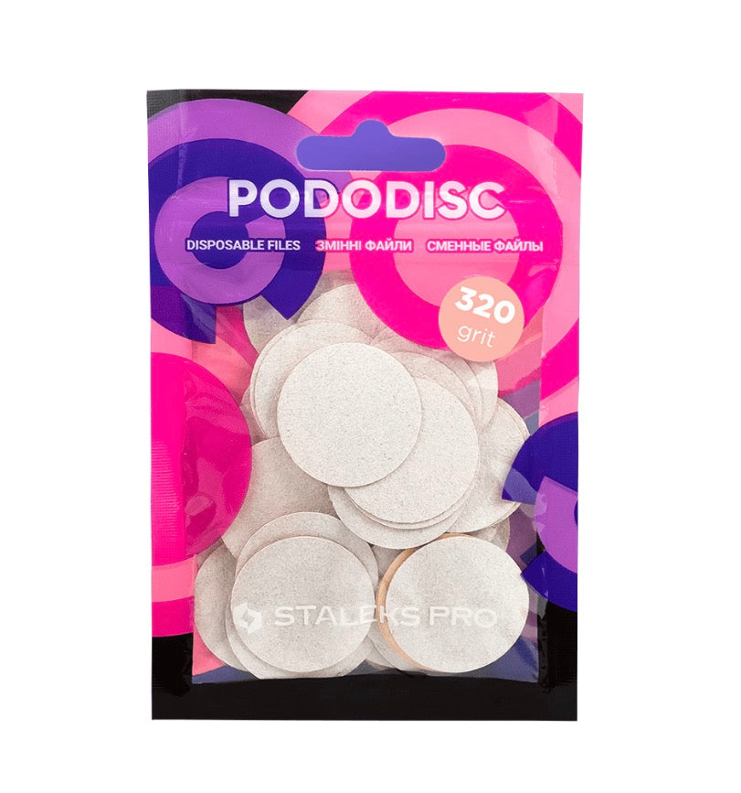 STALEKS Pro Pododisc Pro L Disposable Abrasive Discs, 320 Grit, Ø25 mm, White, 50 pcs