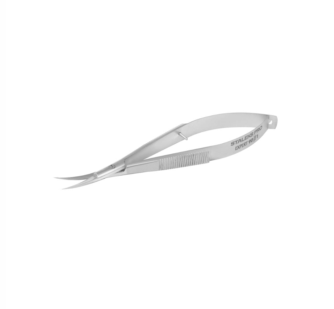 STALEKS Micro Scissors, Tweezers (Micro Scissors) for Eyebrows, Eyelashes, and Cuticles, EXPERT 90 TYPE 1, 15 mm